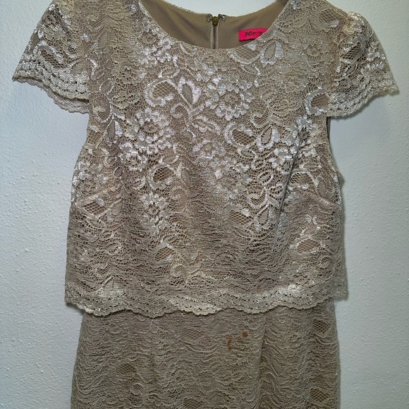 Betsey Johnson VINTAGE Gold Lace Dress Size 2 - Picture 2 of 10